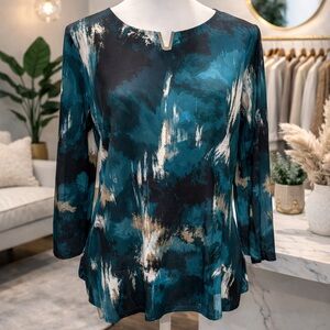 Calvin Klein Teal Abstract Print Women's Top